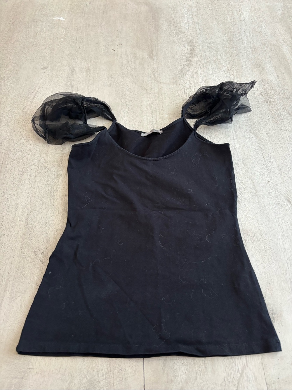 Zara Black Tulle Sleeve Tank Top